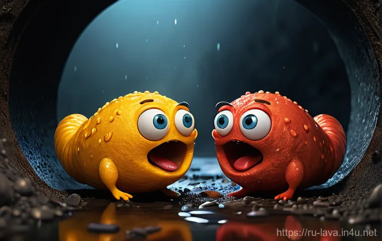 라바 캐릭터들의 상호 작용 방식 - **Prompt 1: Emotional Encounter in the Sewer**
    "A 3D animated scene in the distinctive style of ...