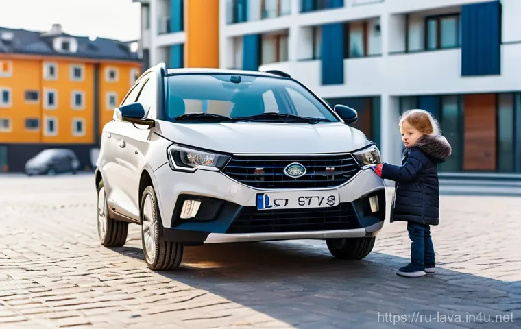 라바의 상업적 성공 요인 분석 - **Prompt: "An adventurous LADA Niva (3-door model) confidently navigating a challenging, snow-covere...