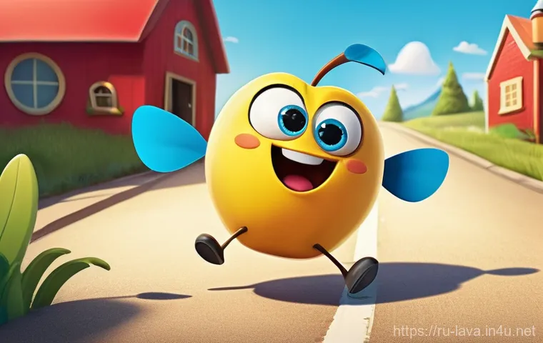 라바의 인스타그램 인기 게시물 - **A joyful, whimsical creature encountering an everyday object:**
    "A cute, stylized, round, yell...