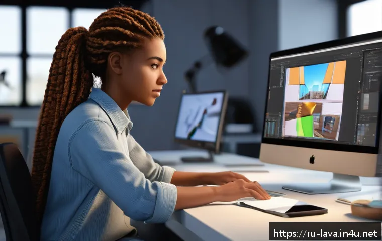 라바의 애니메이션 품질 개선 사례 - A highly detailed 3D character model of a young female animator in casual studio attire, wearing mod...