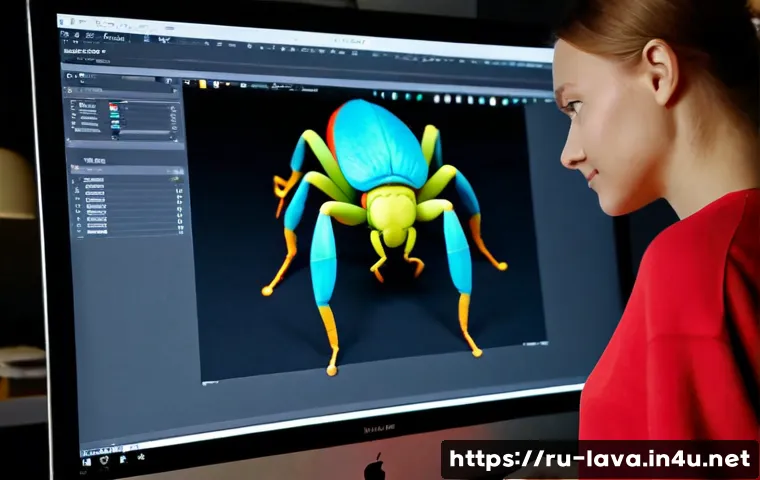 Home 13 라바의 애니메이션 기술 분석 - Photorealistic animation studio workstation in Moscow, a Russian motion designer studying colorful c...